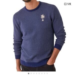NWT Marine Layer Island Palm Navy Blue Coastal Crewneck Sweater – Size Small